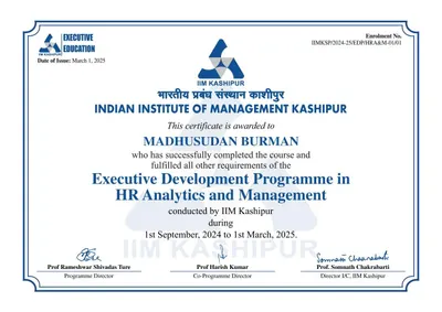 IIM Kashipur Executive Development Programme in HR Analytics and Management certificate
